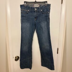 ARIAT | REAL Mid Rise Boot Cut Jeans Blue Paisley Waistband | Women’s Size 31L